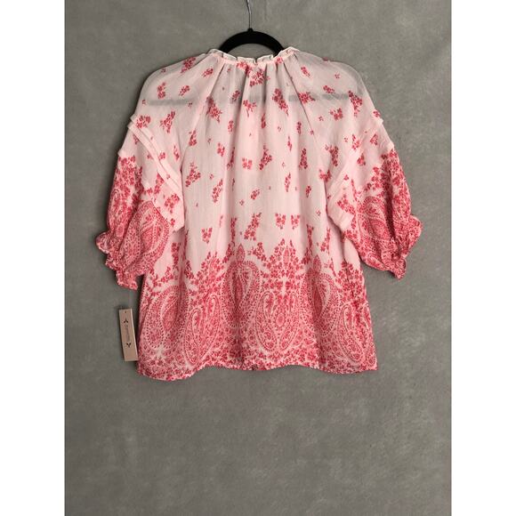 Nanette LePore Women's Medium Puff Sleeve Tie Front Top Red NEW - Picture 5 of 6